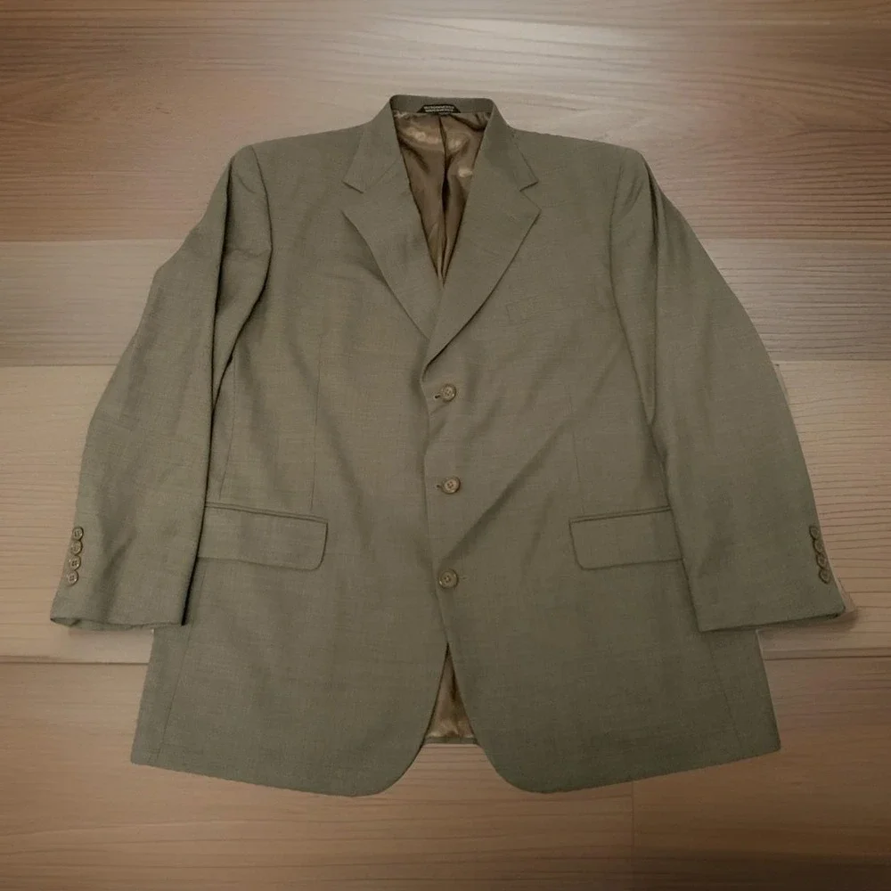 Stafford Men's Suit 44R Gray Wool 37x29 Pleated Pants 2 Button 2 Piece Business‎